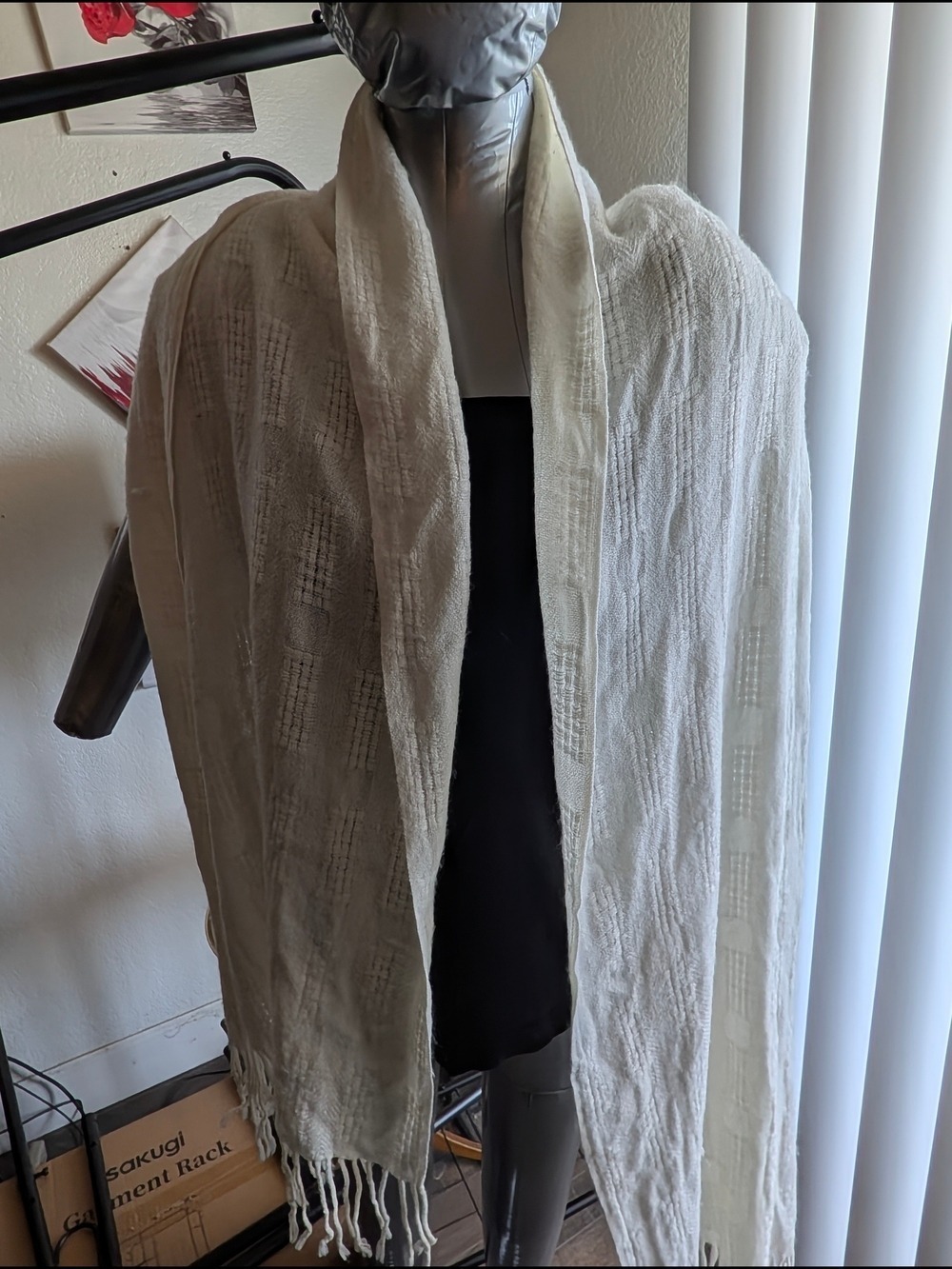 Light Cream Women’s Open Front Shawl Collar Coat